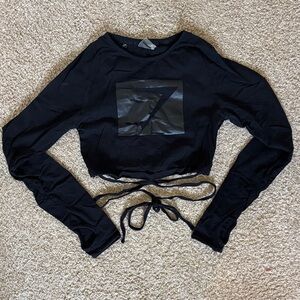Gymshark Black Long Sleeve Tie Crop Top